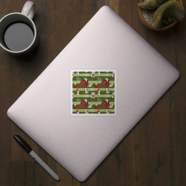 Christmas Westies green pattern by ArtInPi